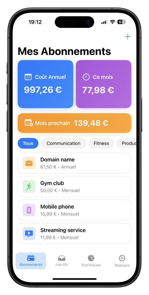 MyAbonPlus home screen